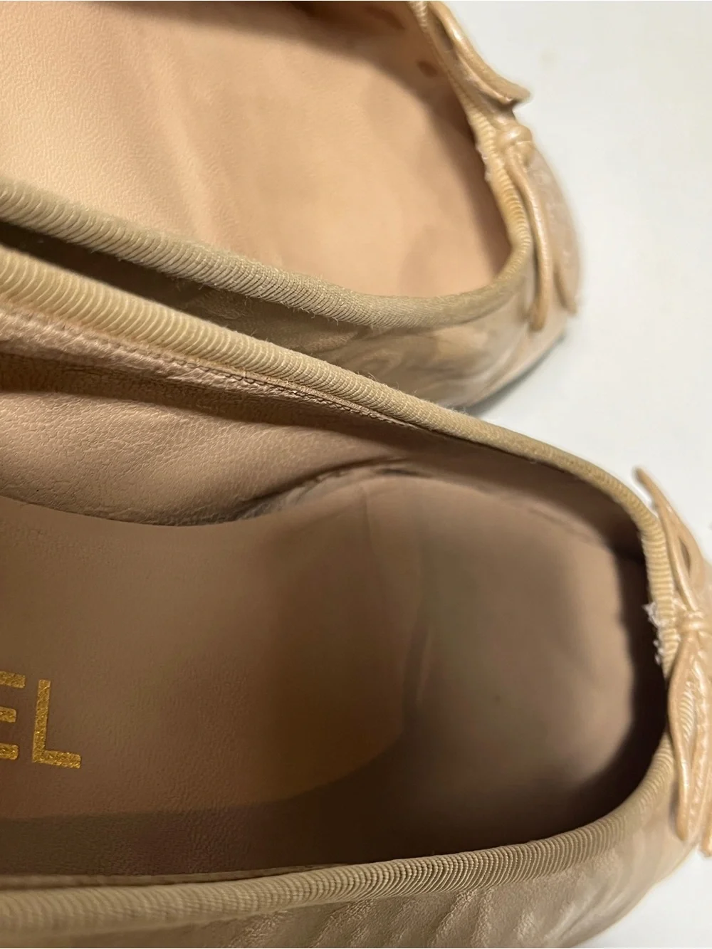 Chanel Metallic gold Nude Ballet Flats